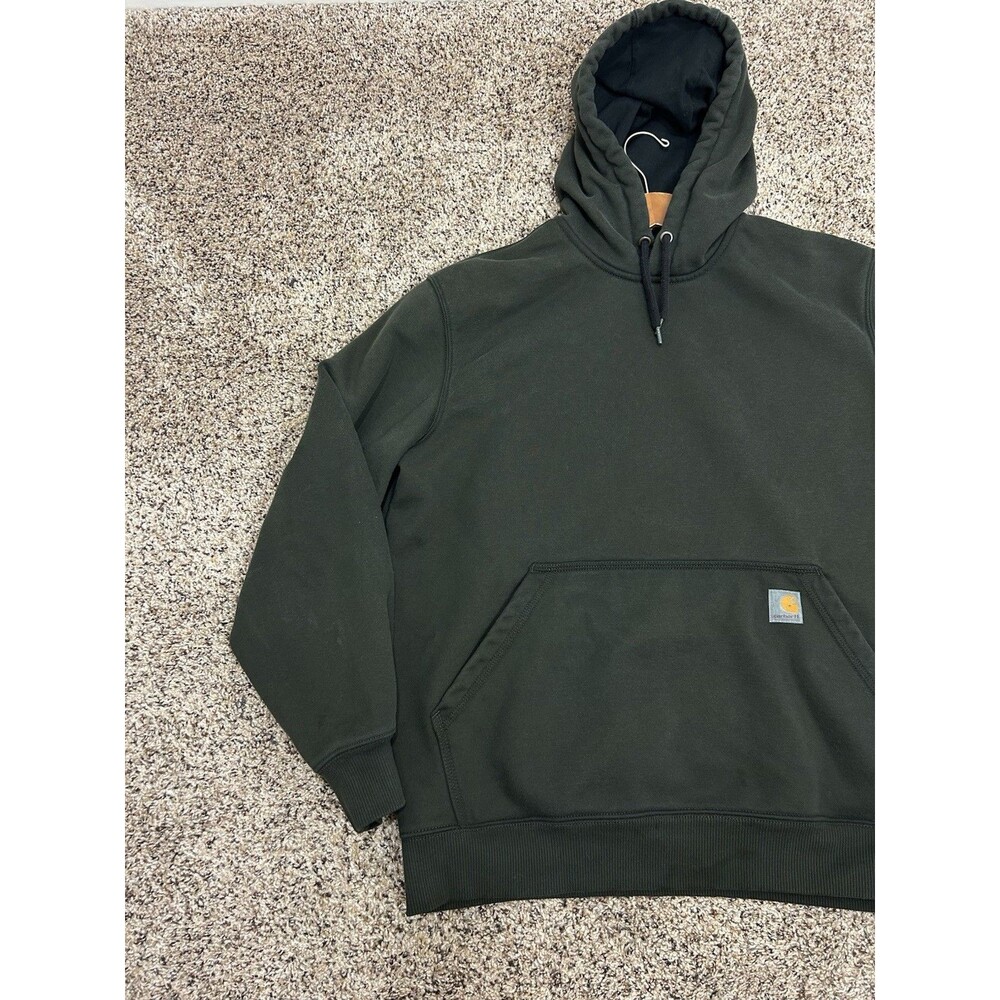 Carhartt Rain Defender Loose Fit Fleece Hoodie Dark Green Workwear Men's Size L - Picture 2 of 8